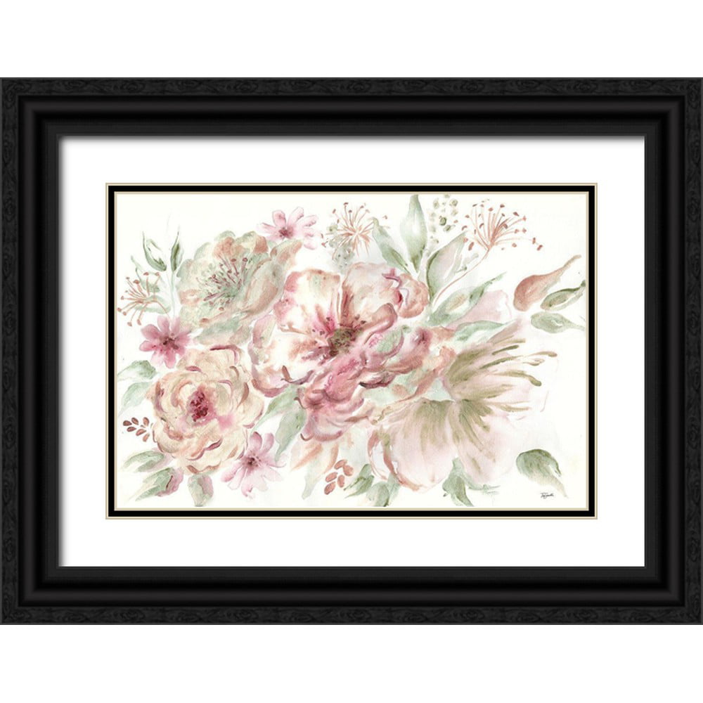 Tre Sorelle Studios 14x11 Black Ornate Wood Framed with Double Matting Museum Art Print Titled - Rose Gold Floral Landscape