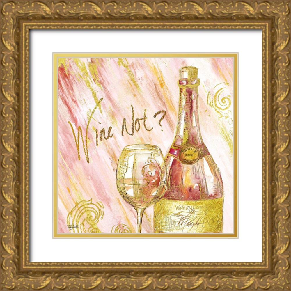 Tre Sorelle Studios 15x15 Gold Ornate Wood Framed with Double Matting Museum Art Print Titled - Rose All Day II (Wine Not?)