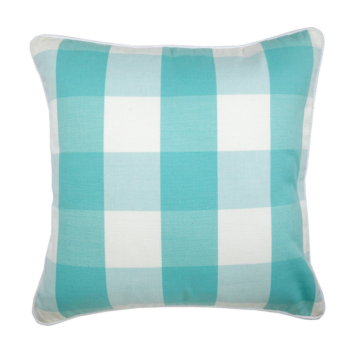 Cushion Covers  Aqua & Ivory White Large Gingham Checks  Plaid Couch Cushion Covers  22 X 22 Buffalo Checks Cotton Pillow Cover  Blue Pillow Covers 22
