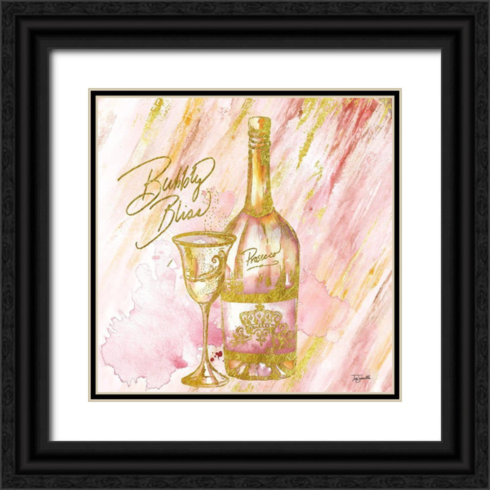 Tre Sorelle Studios 26x26 Black Ornate Wood Framed with Double Matting Museum Art Print Titled - Rose All Day VI (Bubbly Bliss)