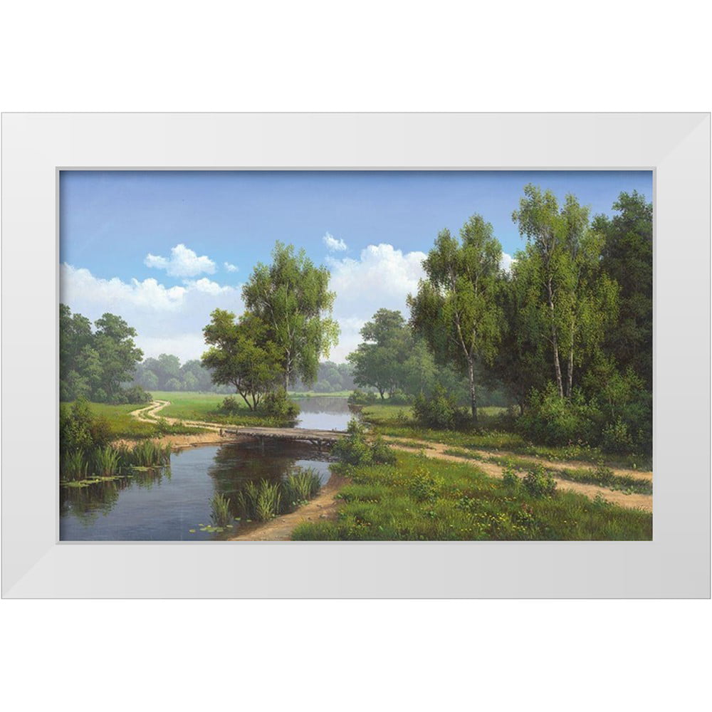 Babichev 32x22 White Modern Wood Framed Museum Art Print Titled - Path Over Water