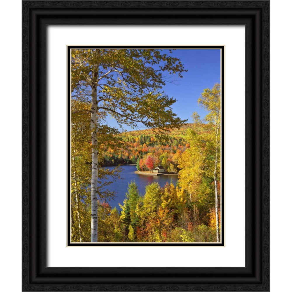 Terrill  Steve 15x18 Black Ornate Wood Framed with Double Matting Museum Art Print Titled - USA  Maine  Bingham Wyman Lake and Autumn Colors