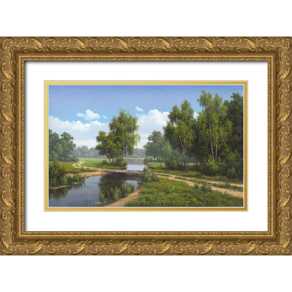Babichev 18x13 Gold Ornate Wood Framed with Double Matting Museum Art Print Titled - Path Over Water