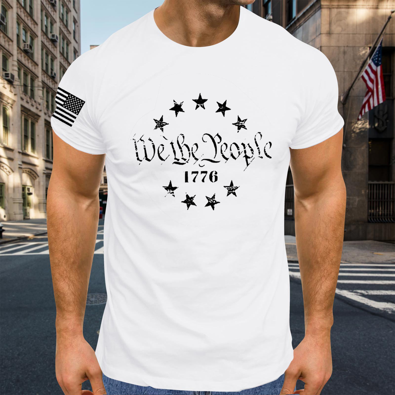 Akiihool Mens T Shirts Graphic Men S Stretch Soft Cotton Slim Fit Short Sleeve Crewneck T-Shirt  Fashion Casual Tee for Men (White L)