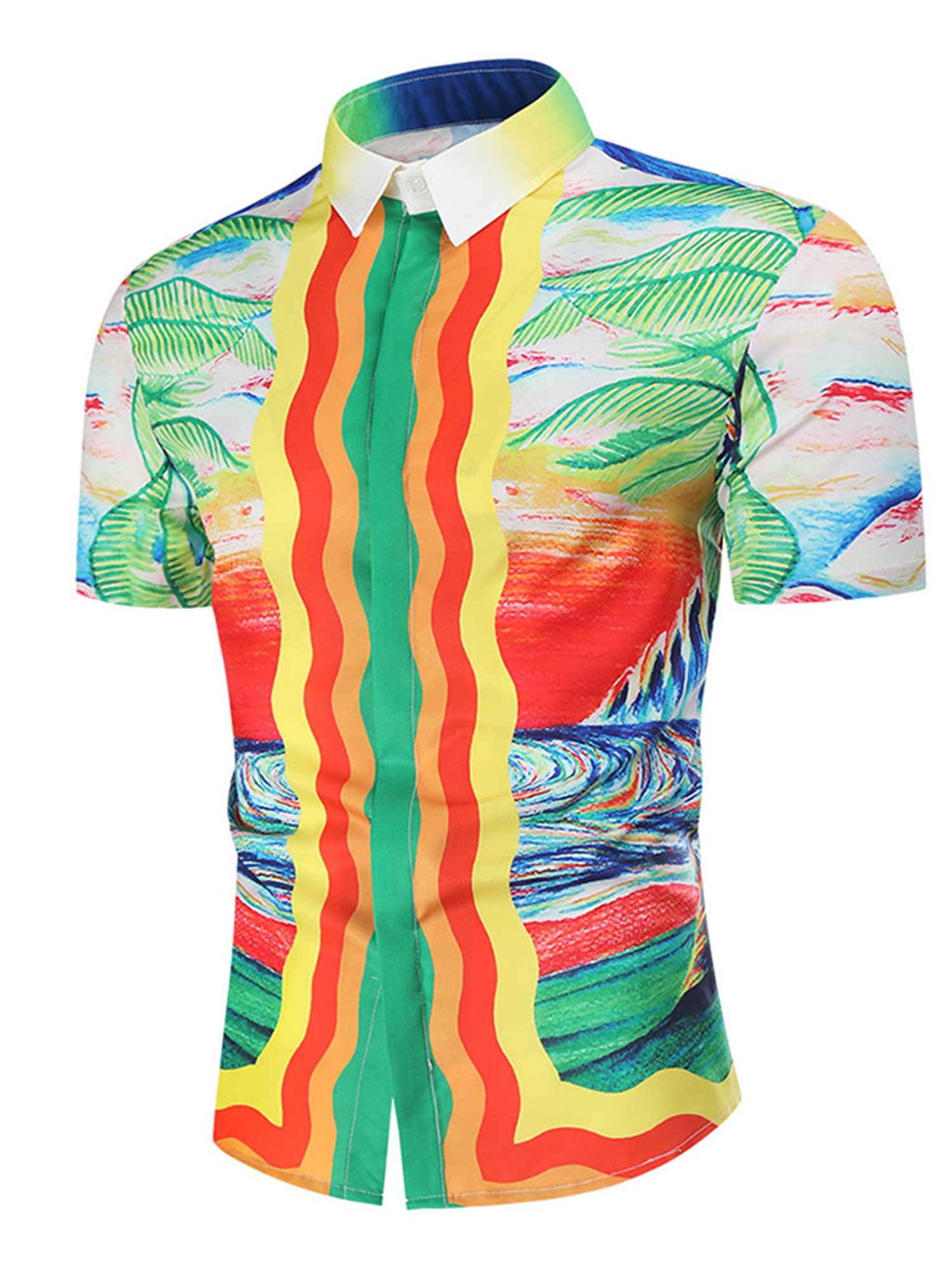 Woobling Men Tops Short Sleeve T Shirt Baggy T-shirt Mens Basic Beach Tee 6051 Green 4XL