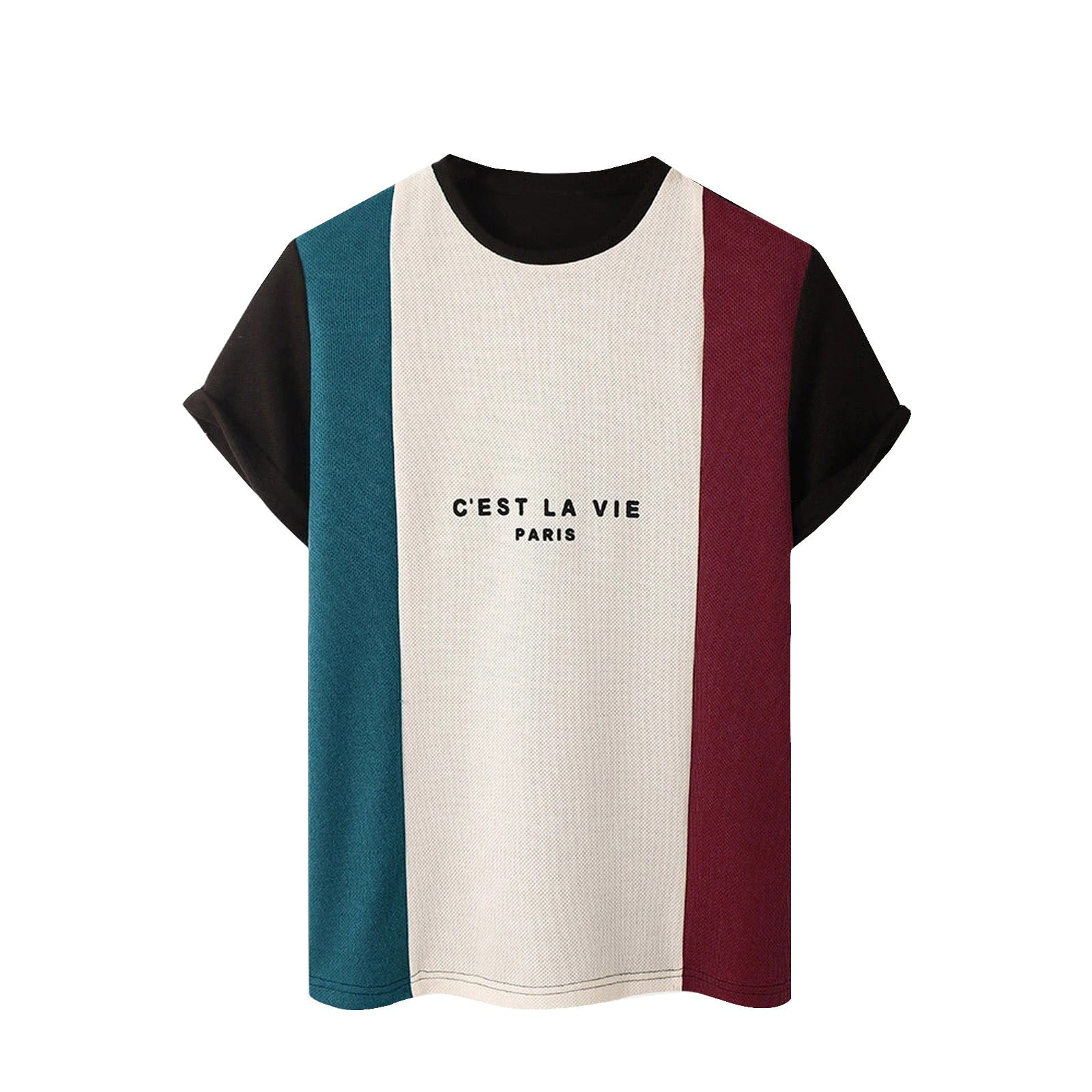 Zuwimk T Shirts for Men Graphic Men S Black and White Striped T Shirt Short Sleeve Crew Neck Tee Outfits Tops  L