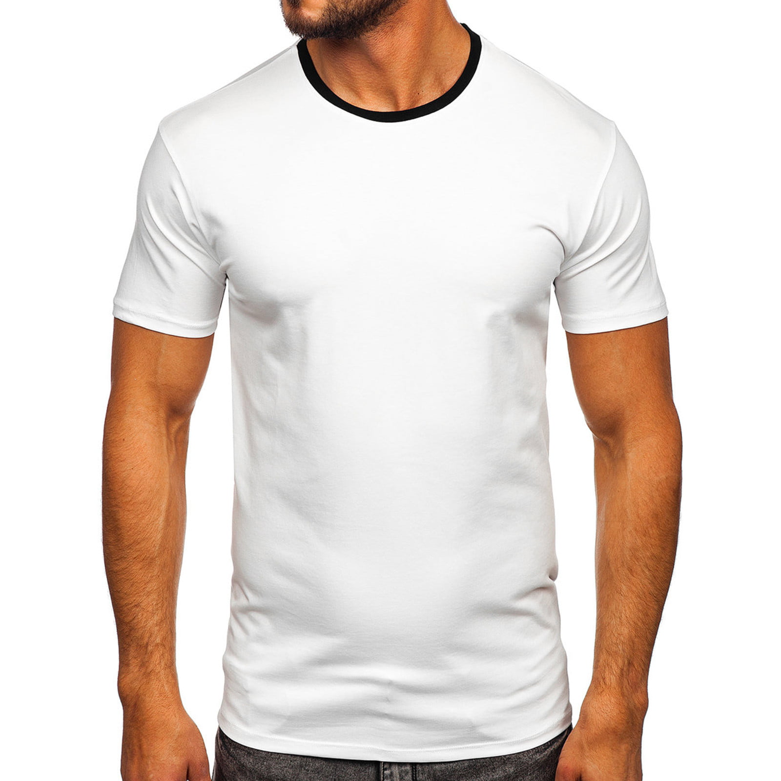 TOWED22 Mens T Shirts Shirts for Men Short Sleeve Printed Tees Casual -Resistant Slim-Fit Pullover Graphic Tee Shirts Blouse White L