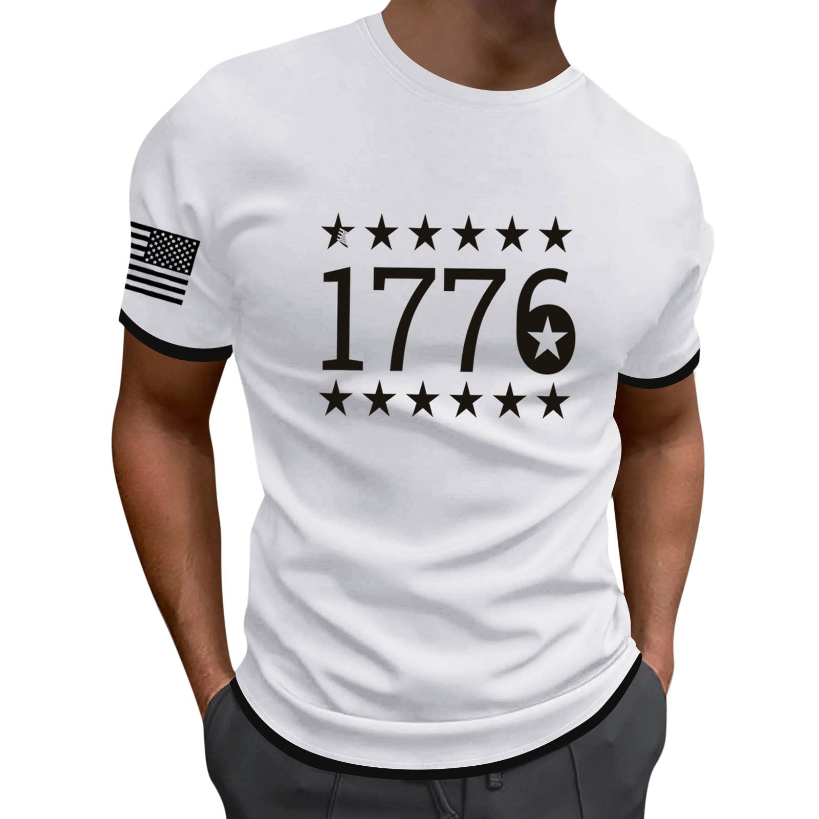 Vedolay Mens 4th of July Shirt  Mens T-Shirts  Men S USA Flag Graphic T-Shirts Short Sleeve American Vintage T Shirts for Men(White XX-L)