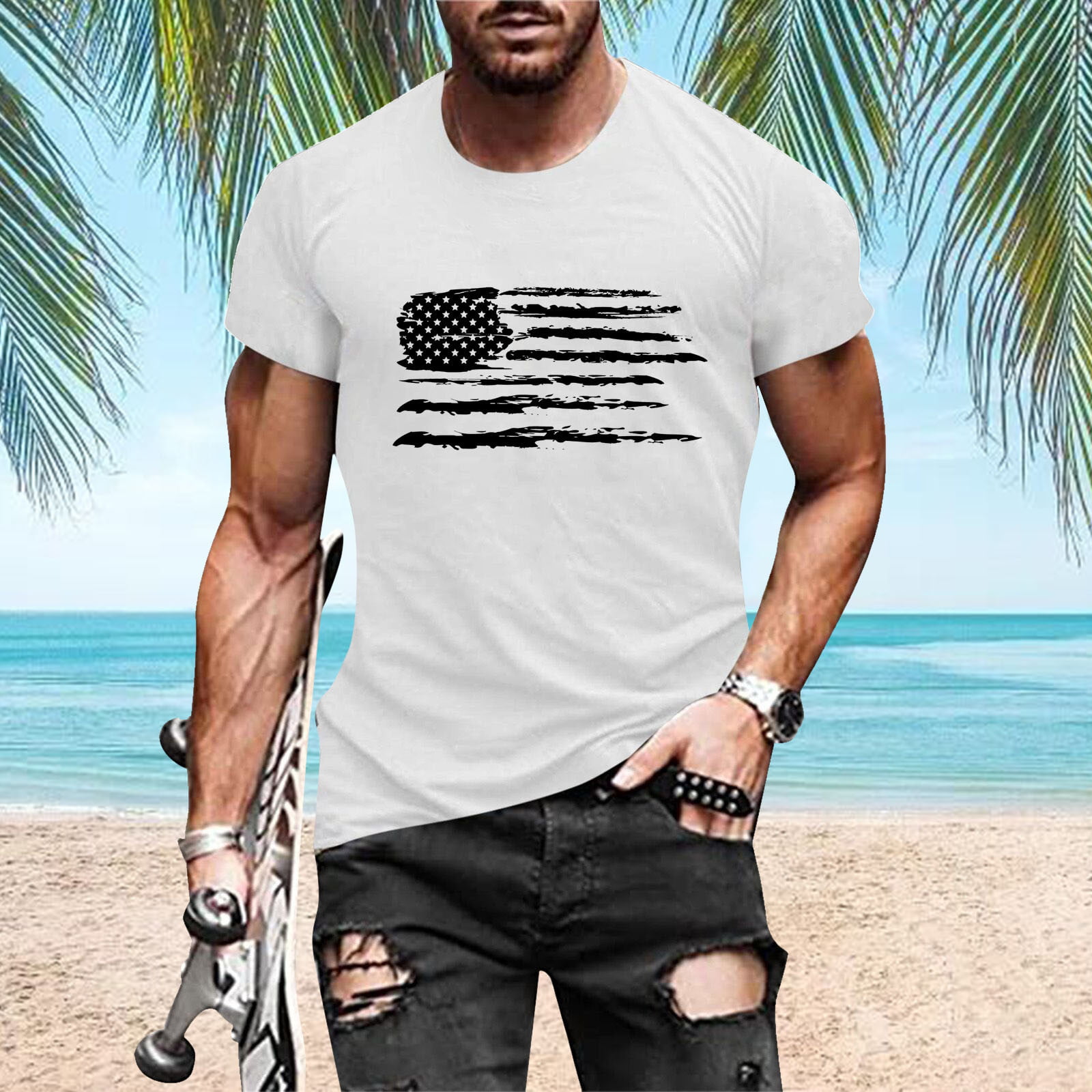 Gubotare Mens Graphic T-Shirts Letter T-Shirt Casual Classic Logo Short Sleeve Cotton Tee Tops for Men Women White L