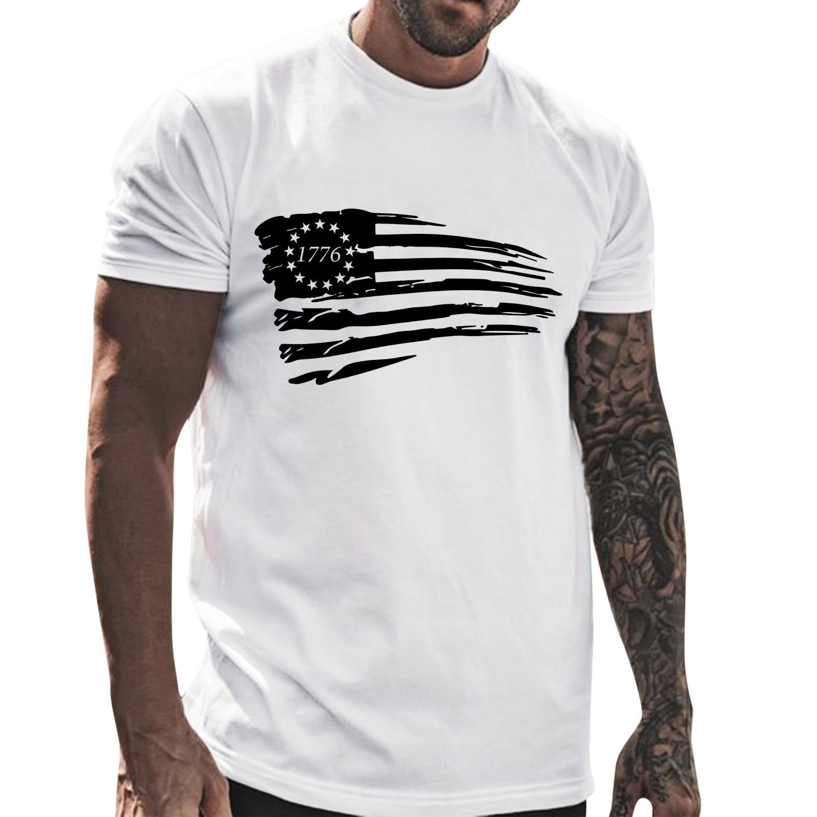 Akiihool Men S T-Shirts Graphic Mens T Shirt Short Sleeve Crew Neck Soft Fitted Tees Fresh Classic Tshirts (White L)