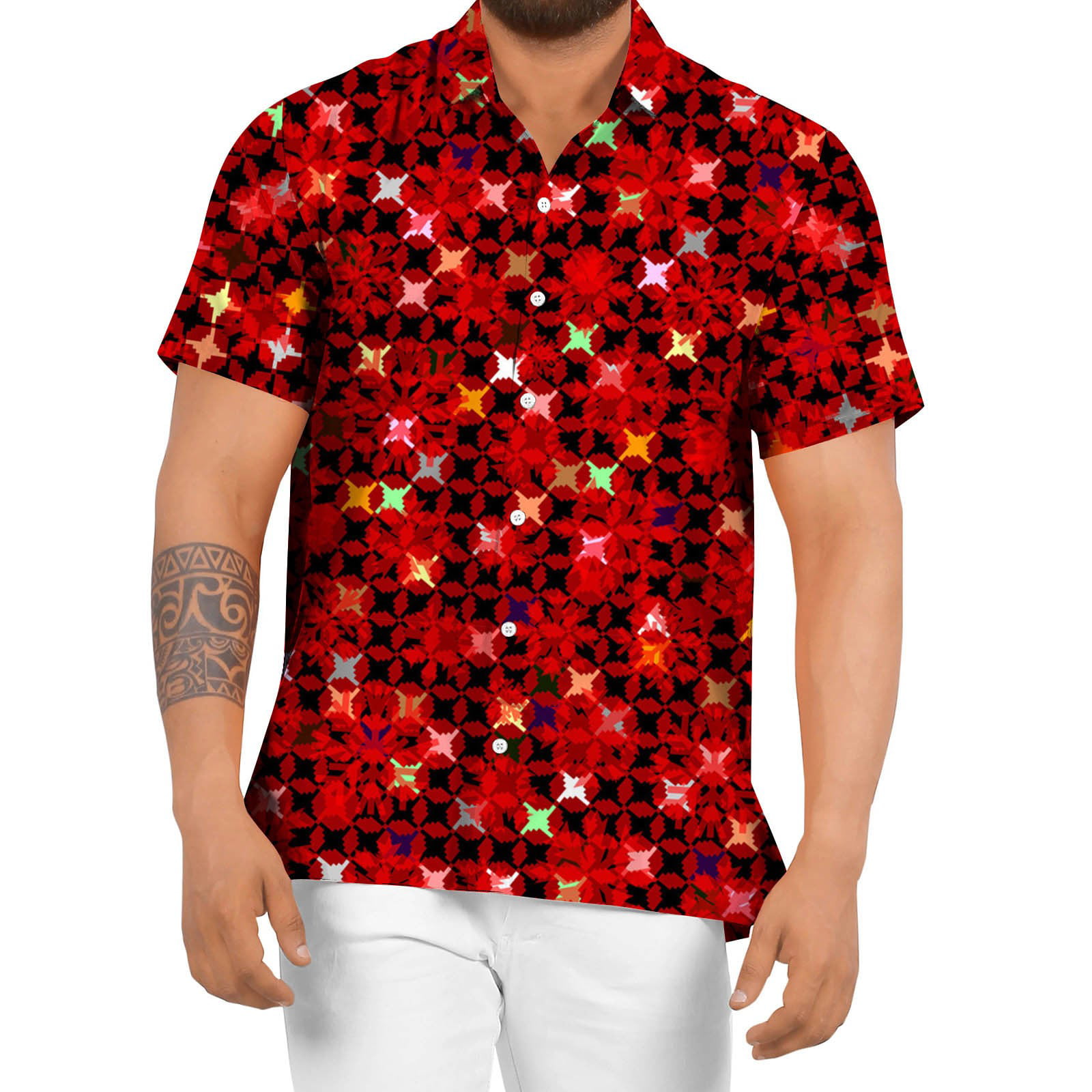 GWAABD Long Shirts for Men Spring Sleeve Down Beach Summer Casual Mens Floral Tropical Shirts Casual Short Button Men Shirts