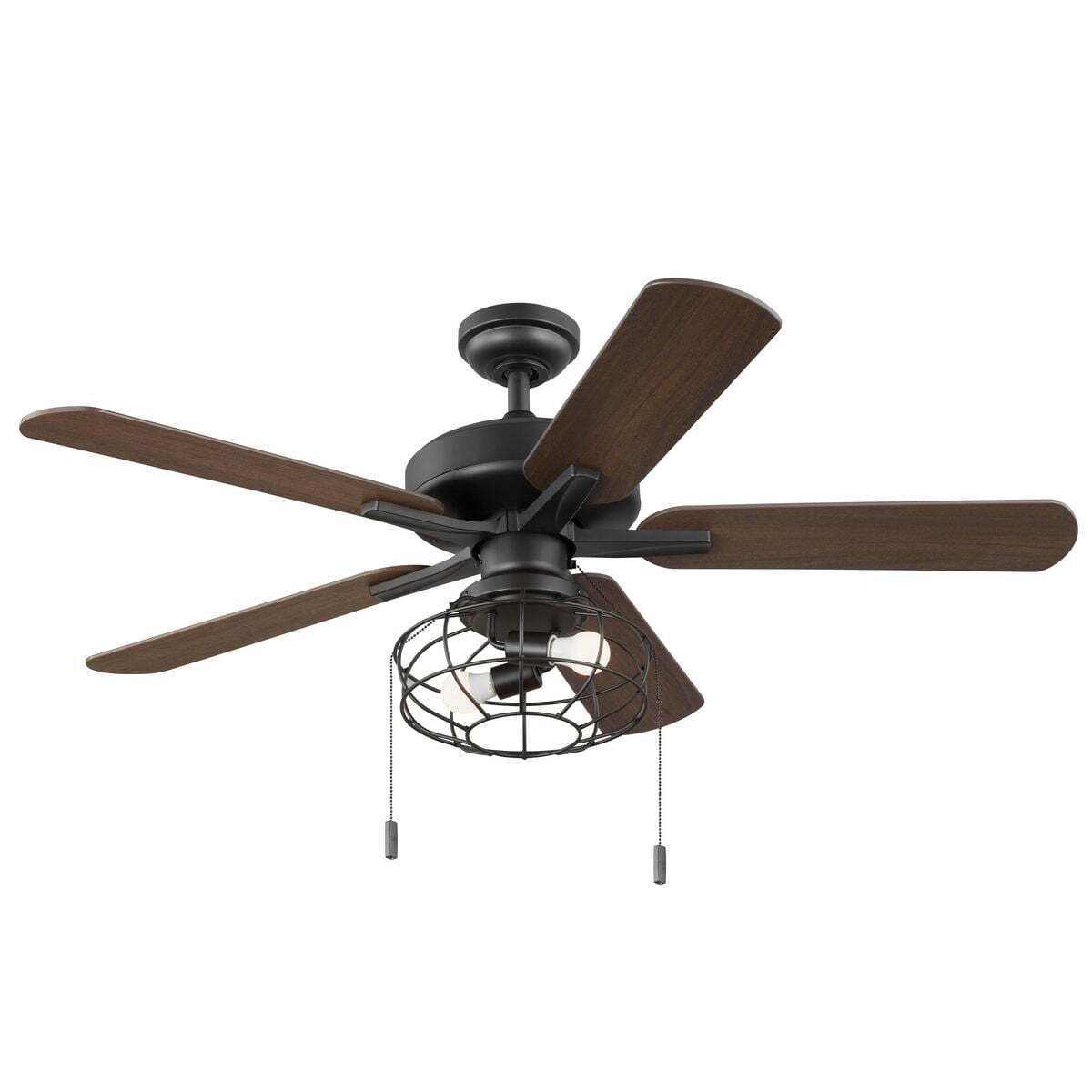 better homes & gardens 52 black industrial cage ceiling fan 5 reversible blades led bulbs included