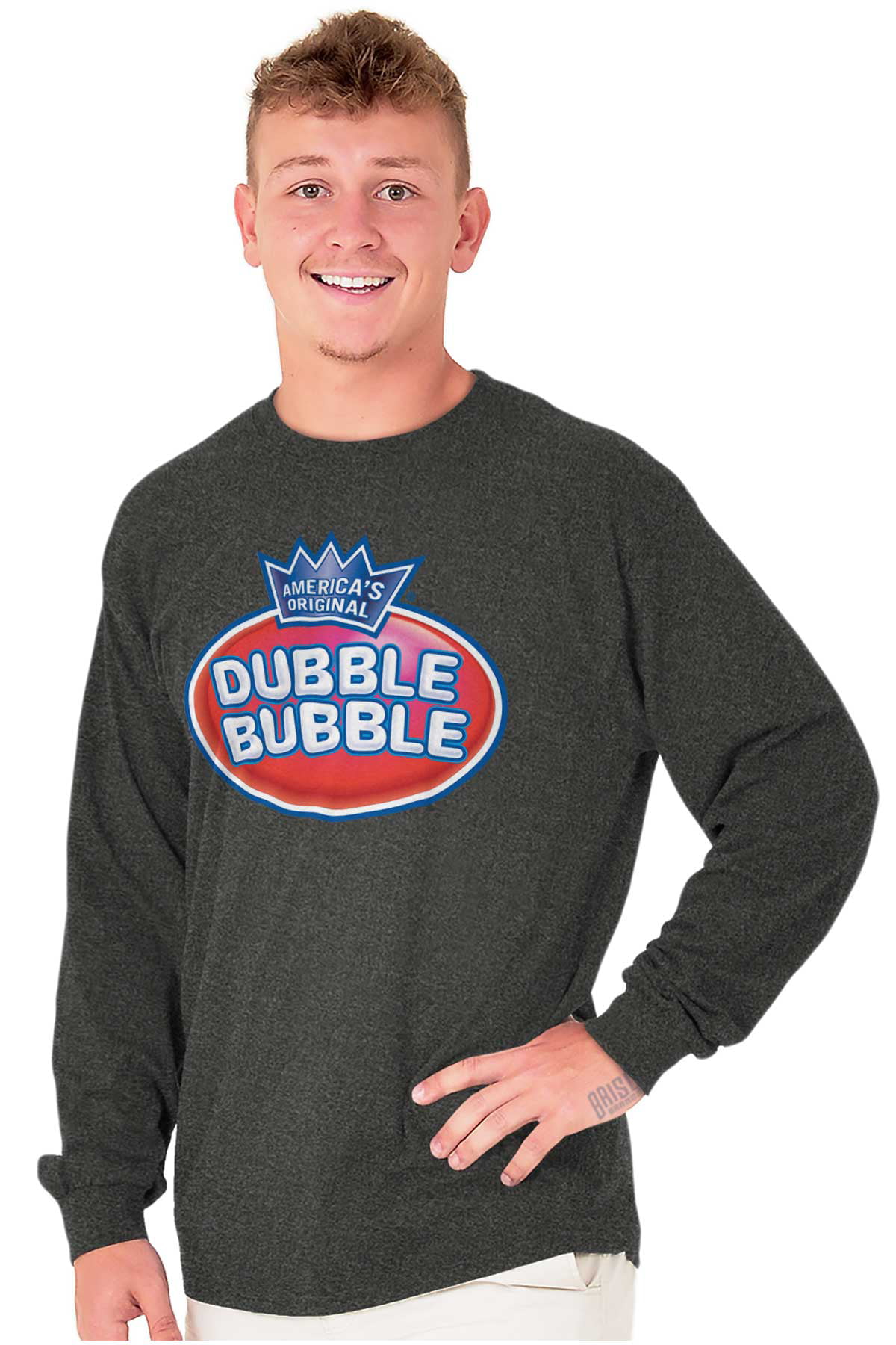 Original Dubble Bubble Double Logo Gum Long Sleeve TShirt Men Women Brisco Brands L