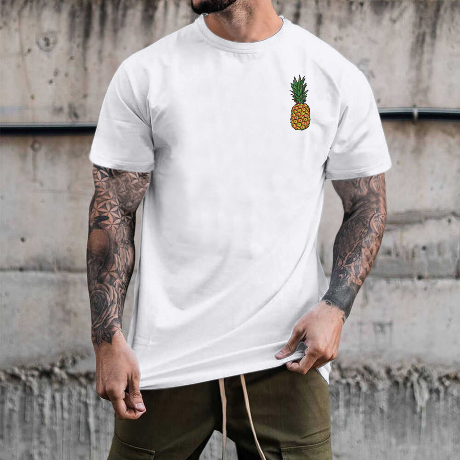 TOWED22 Mens Graphic T Shirts Mens Fashion Casual Sports Ffitness Outdoor 3D Digital Printing T Shirt Short Sleeve Shirt Dry Fit Shirts Men White L