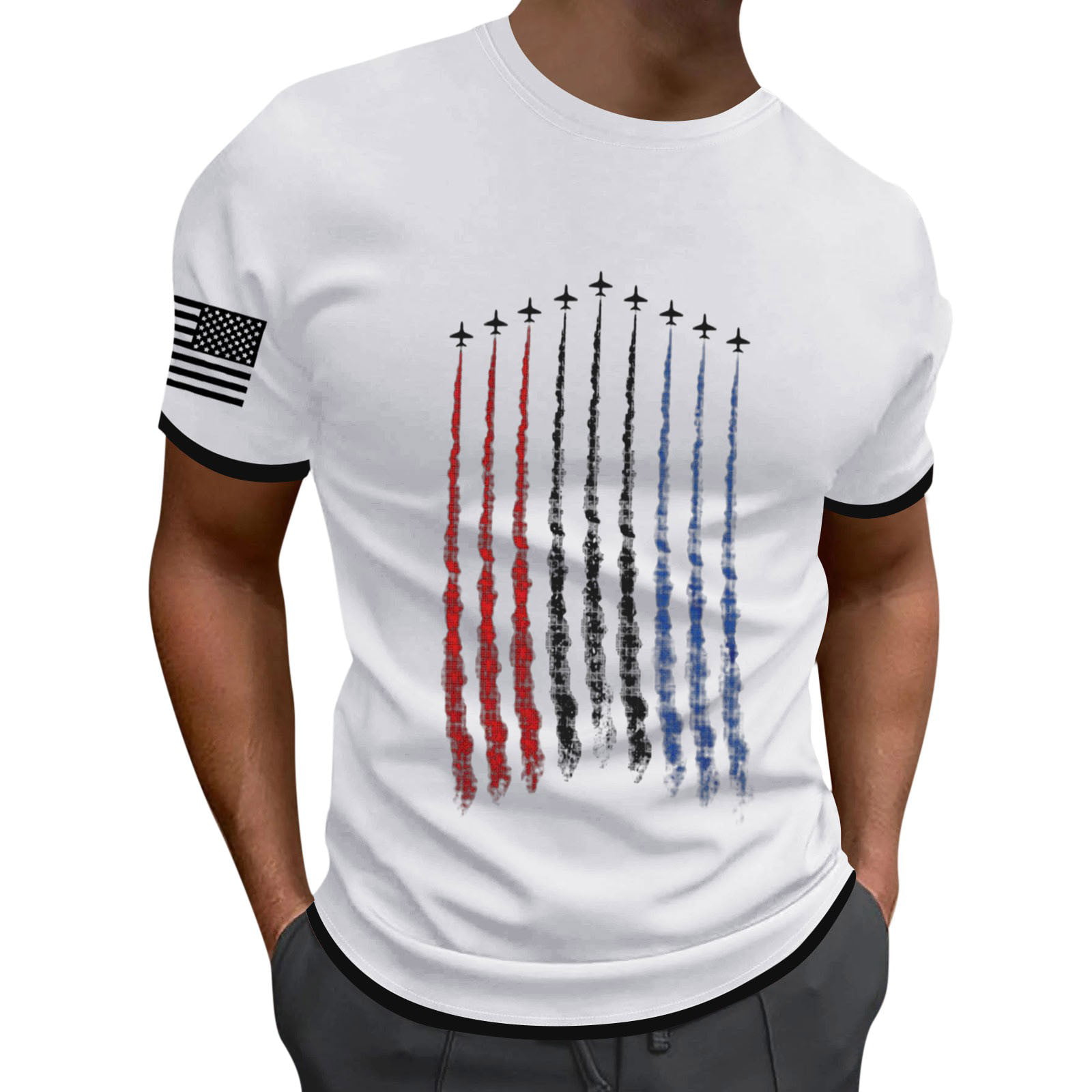 Kpoplk T Shirts for Men Men S Graphic Tees Casual Printed Short Sleeve T Shirts Crew Neck Summer Oversize Shirts Tops for Guys Men T Shirts(L White)