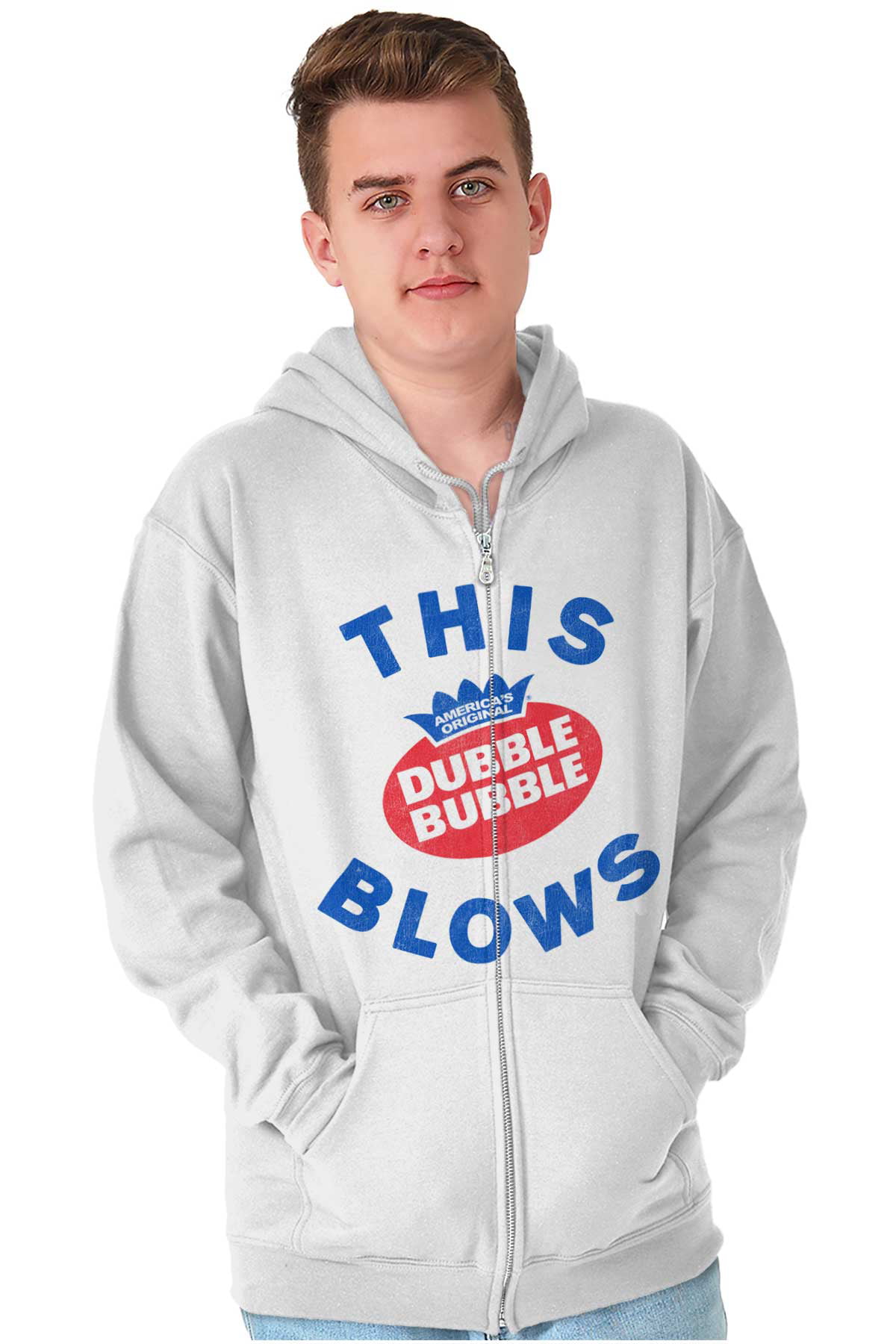 This Blows 80s Dubble Bubble Gum Logo Zip up Hoodie Men S Women S Brisco Brands 3X