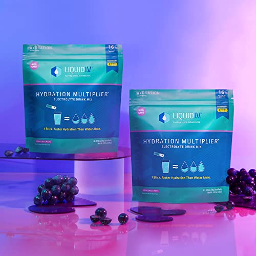 Liquid I.V. Hydration Multiplier - Concord Grape - Hydration Powder Packets | Electrolyte Drink Mix | Easy Open Single-Serving Stick | Non-GMO | 16 St thumbnail