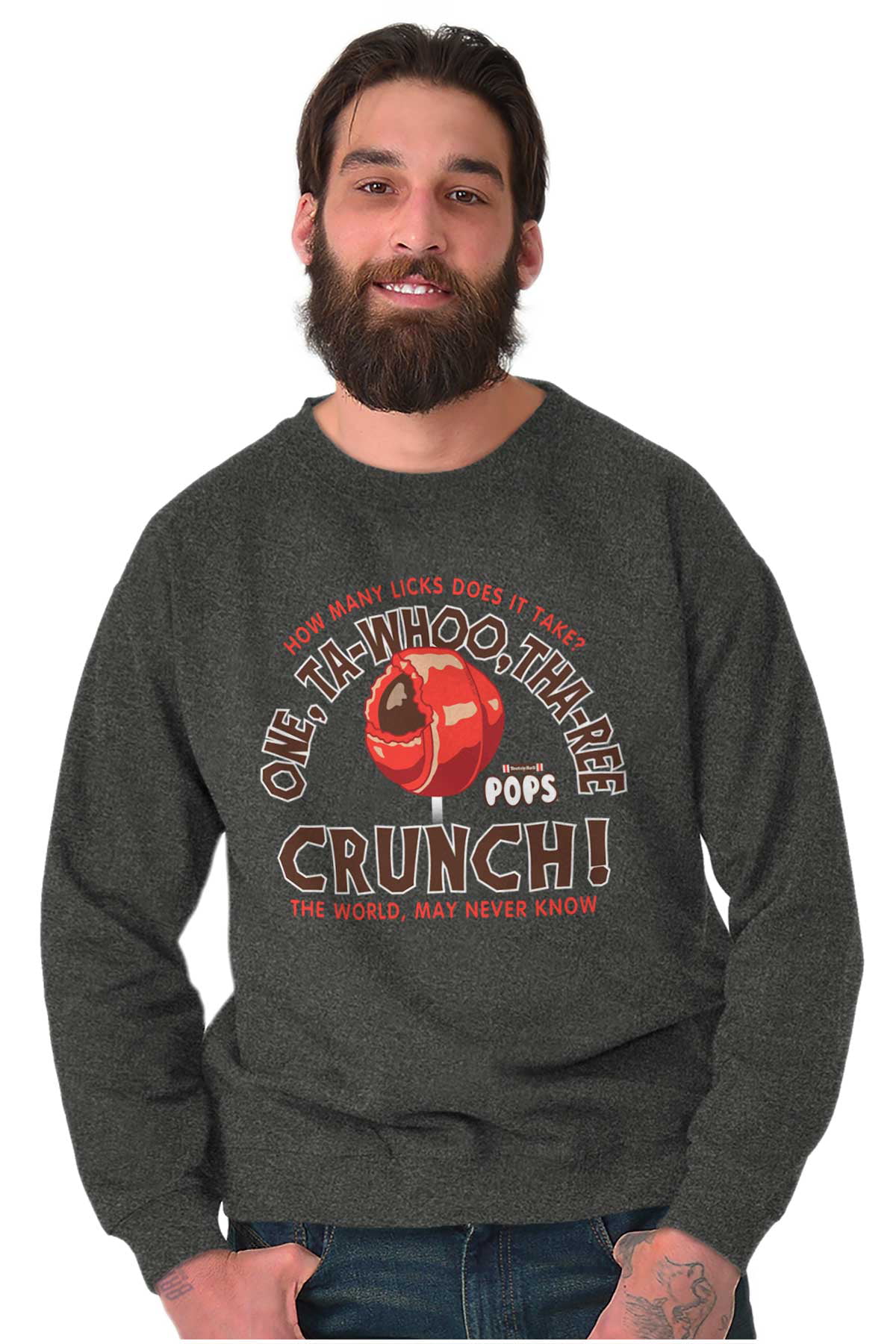 Tootsie Roll Pop How Many Licks Funny Sweatshirt for Men or Women Brisco Brands X