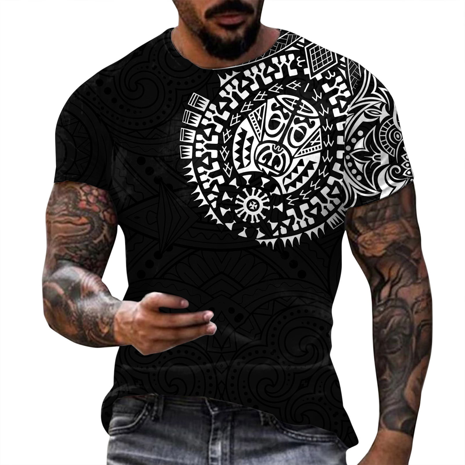 GWAABD Quick Dry Shirts Men Fashion Spring Summer Casual Short Sleeve O Neck Printed T Shirts Top Blouse