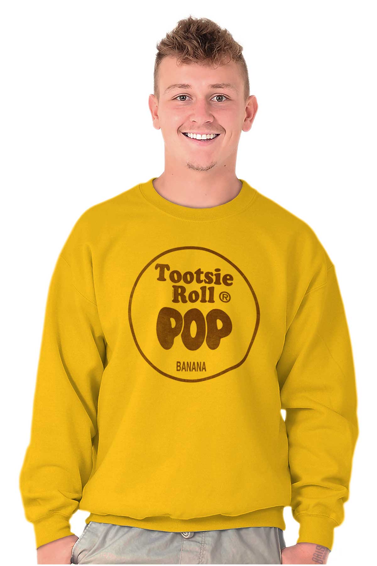 Tootsie Roll Pop Banana Flavored Candy Sweatshirt for Men or Women Brisco Brands 3X