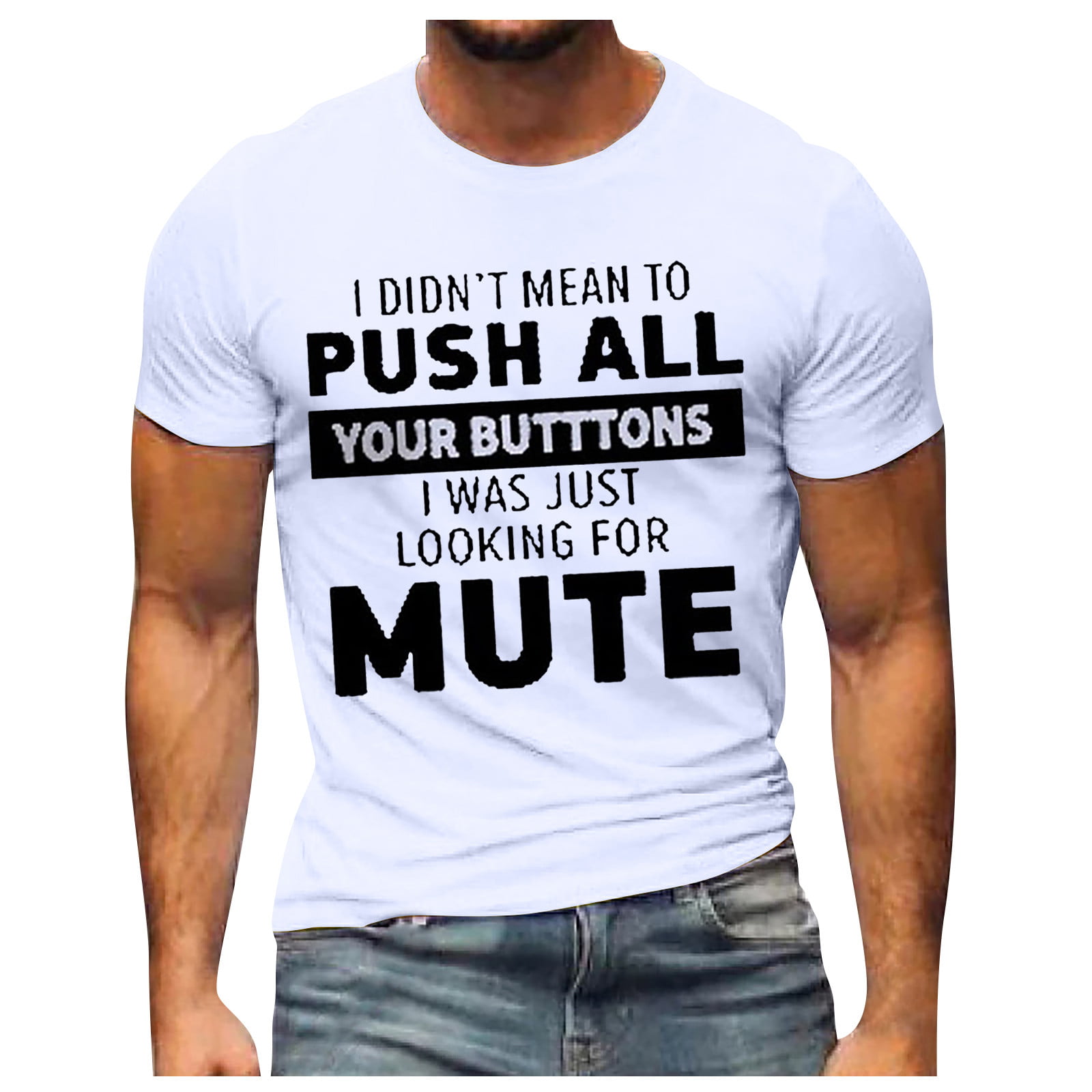 Alrise Tee Shirts for Men  Men S T-shirt Graphic Text 3D Printing Street Casual Short Sleeve Button Down Printed Clothing Basic  White  L