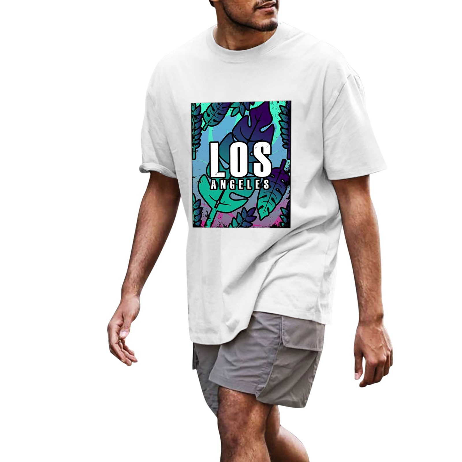 Quealent Mens Graphic T-Shirts Men’s Short Sleeve Graphic T-Shirt Collection White L