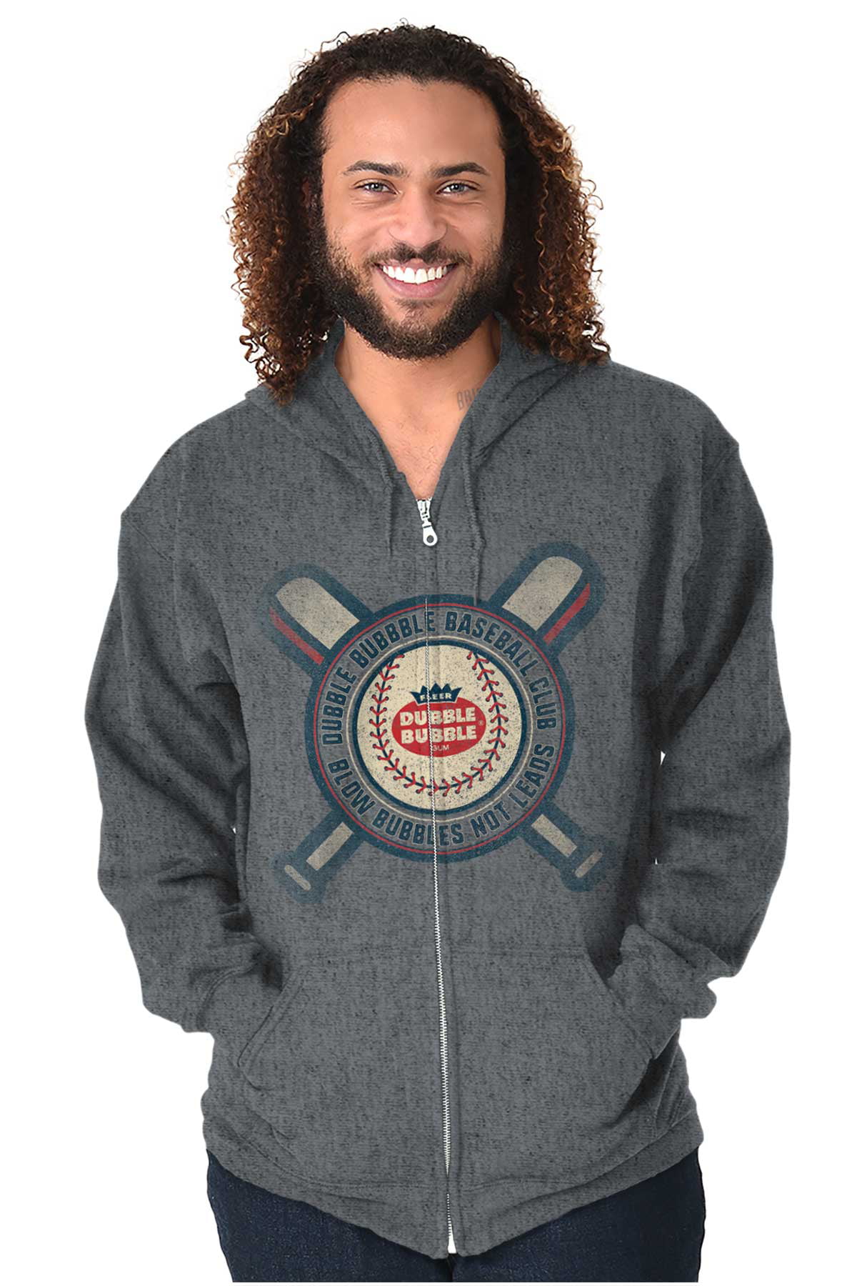 Dubble Bubble Blow Bubbles Baseball Gum Zip up Hoodie Men S Women S Brisco Brands 2X