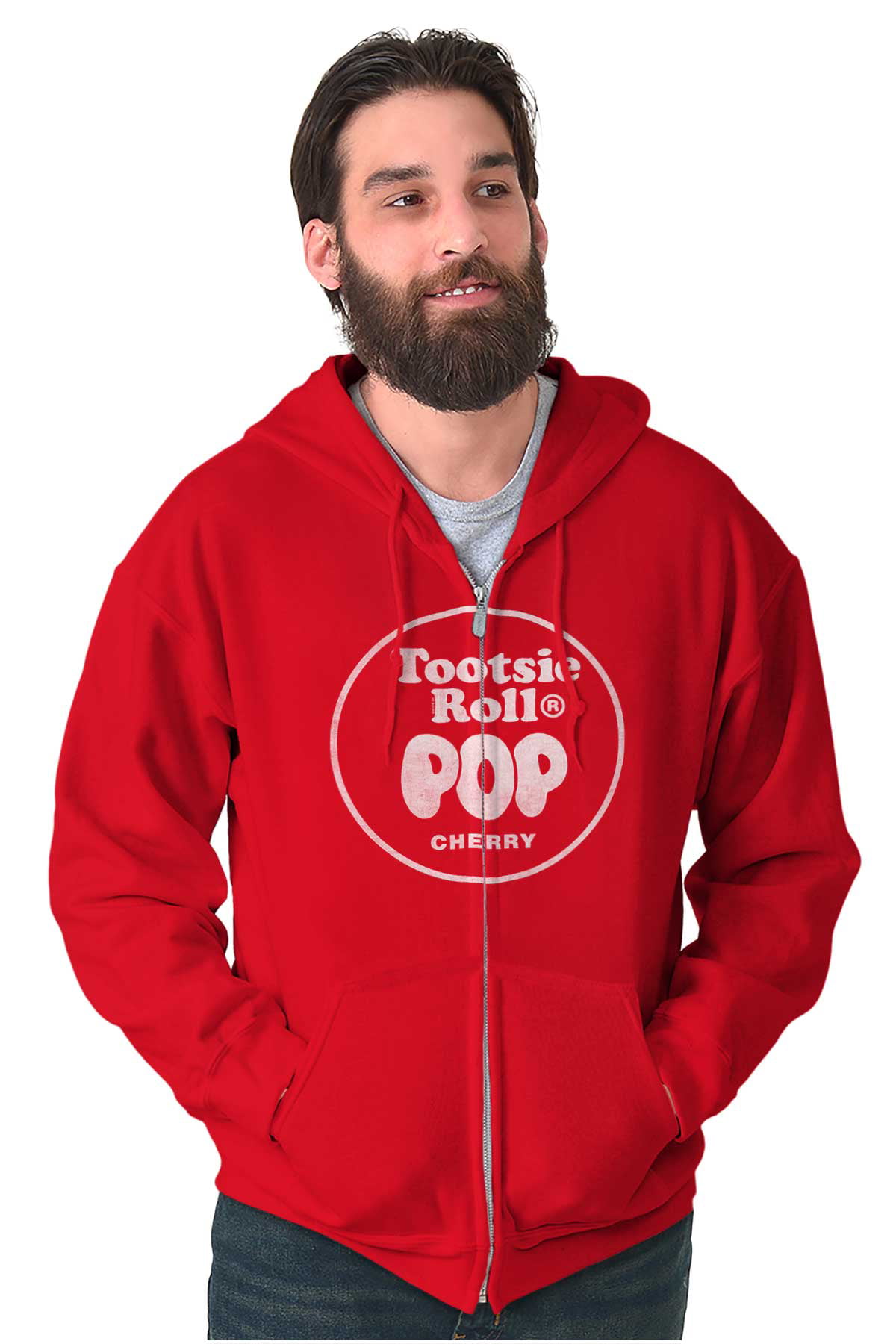 Cherry-Flavored Tootsie Roll Pop Zip up Hoodie Men S Women S Brisco Brands X