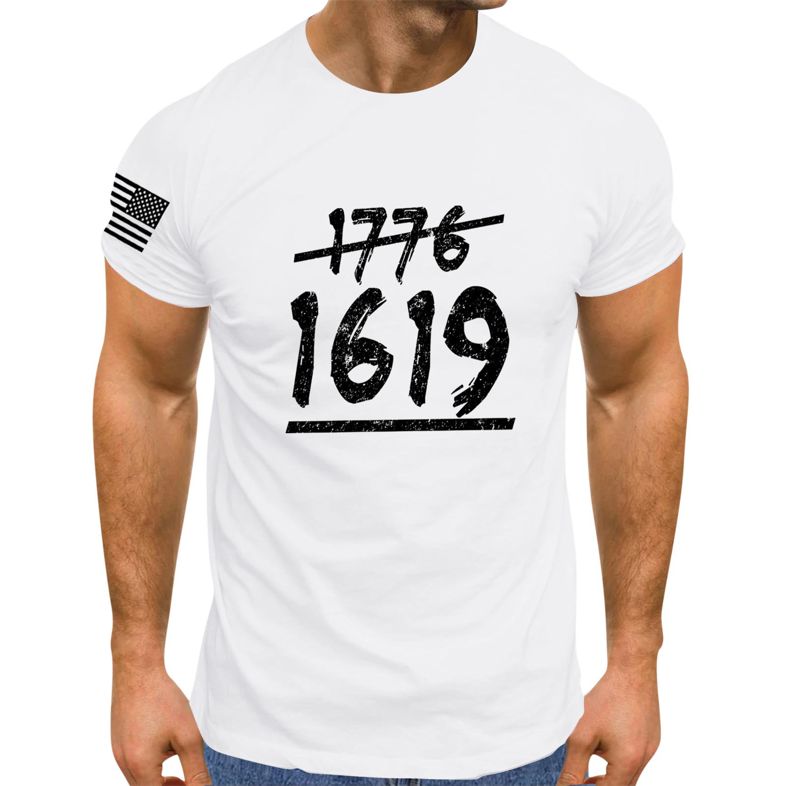 Sngxgn Men S Fashion Hoodies Men S Short Sleeve Signature Stripe Graphic T-Shirt White L