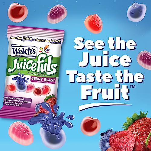 Welch's Juicefuls Juicy Fruit Snacks, Berry Blast, Fruit Gushers, Gluten Free, 4 Oz Sharing Size Bags (Pack of 3) thumbnail