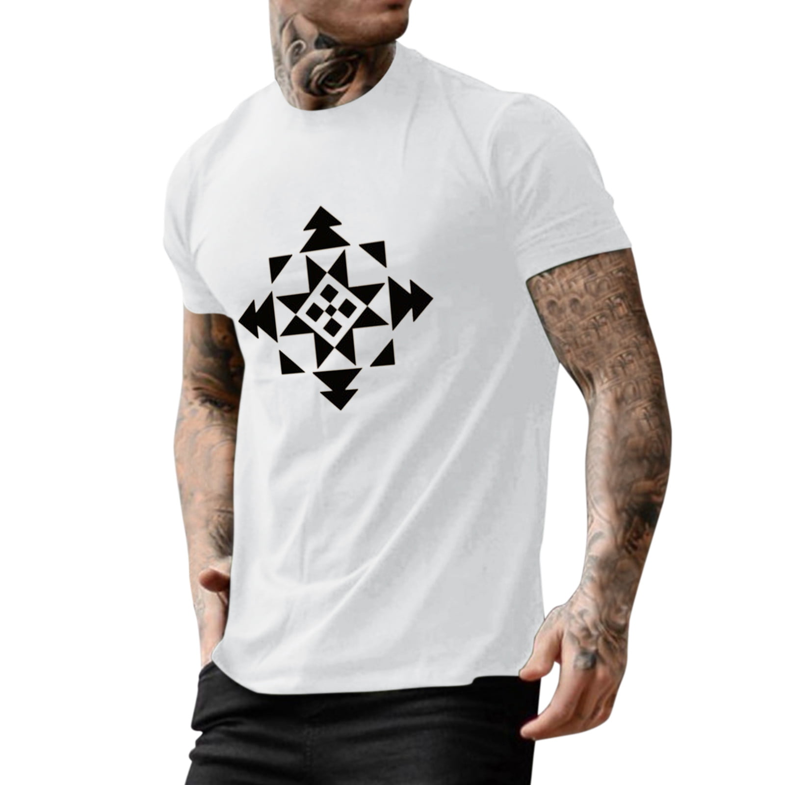 Zuwimk T Shirts for Men Men S Loose Fit Heavyweight Short Sleeve Logo Graphic T-Shirt White L