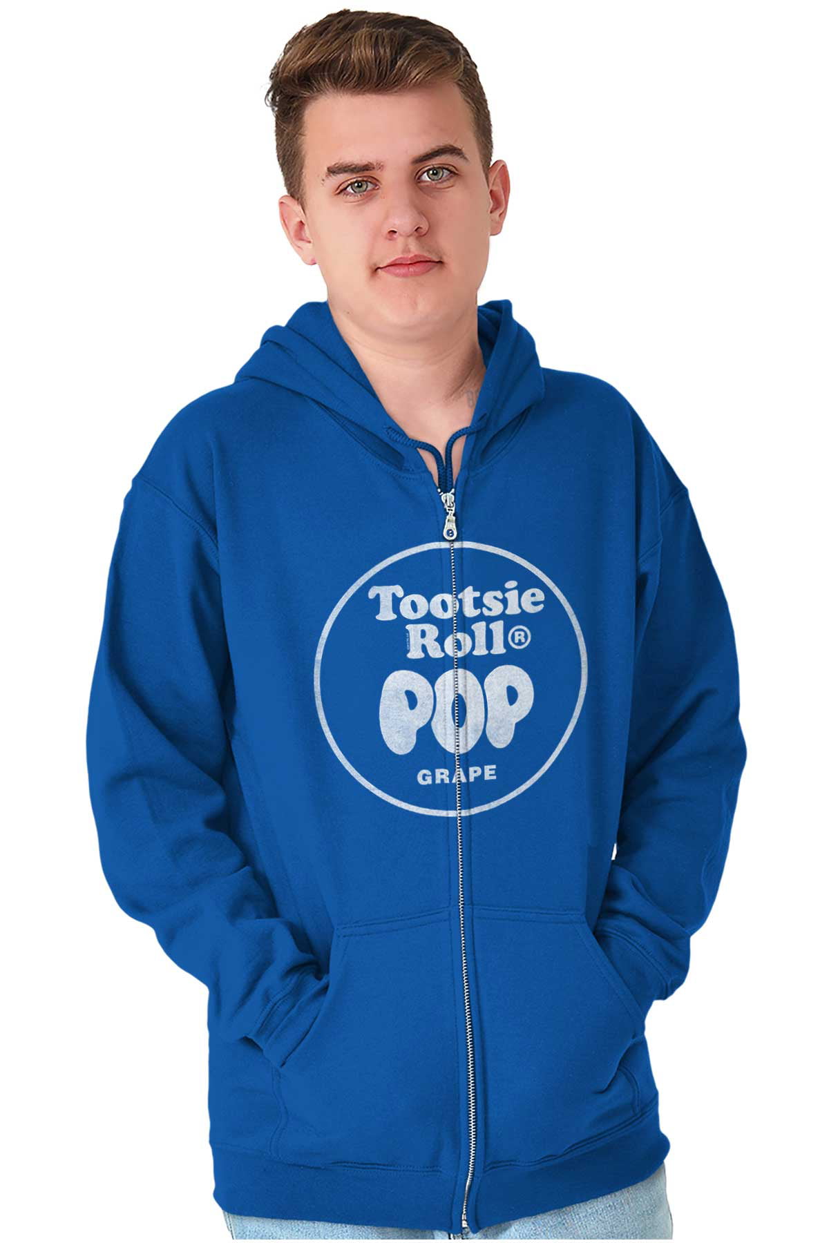 Grape Flavored Tootsie Roll Pop Zip up Hoodie Men S Women S Brisco Brands L