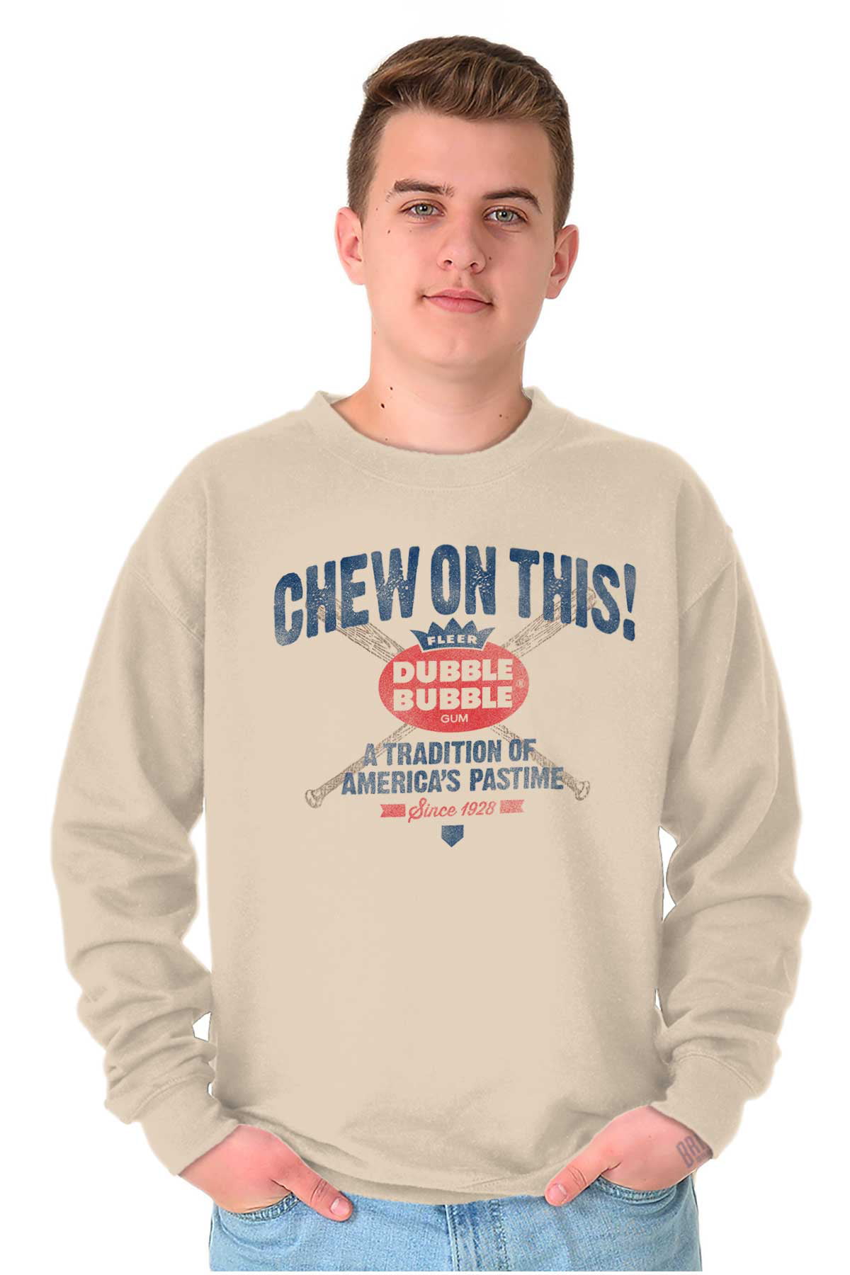 Dubble Bubble Gum Chew on This Baseball Sweatshirt for Men or Women Brisco Brands X