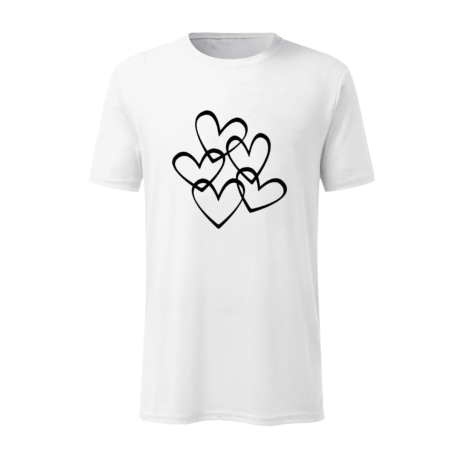 YOTAMI Men S T-shirts Solid Color Casual Short-sleeved White Love Graphic Print T-shirt Top Streetwear White M L XL XXL XXXL
