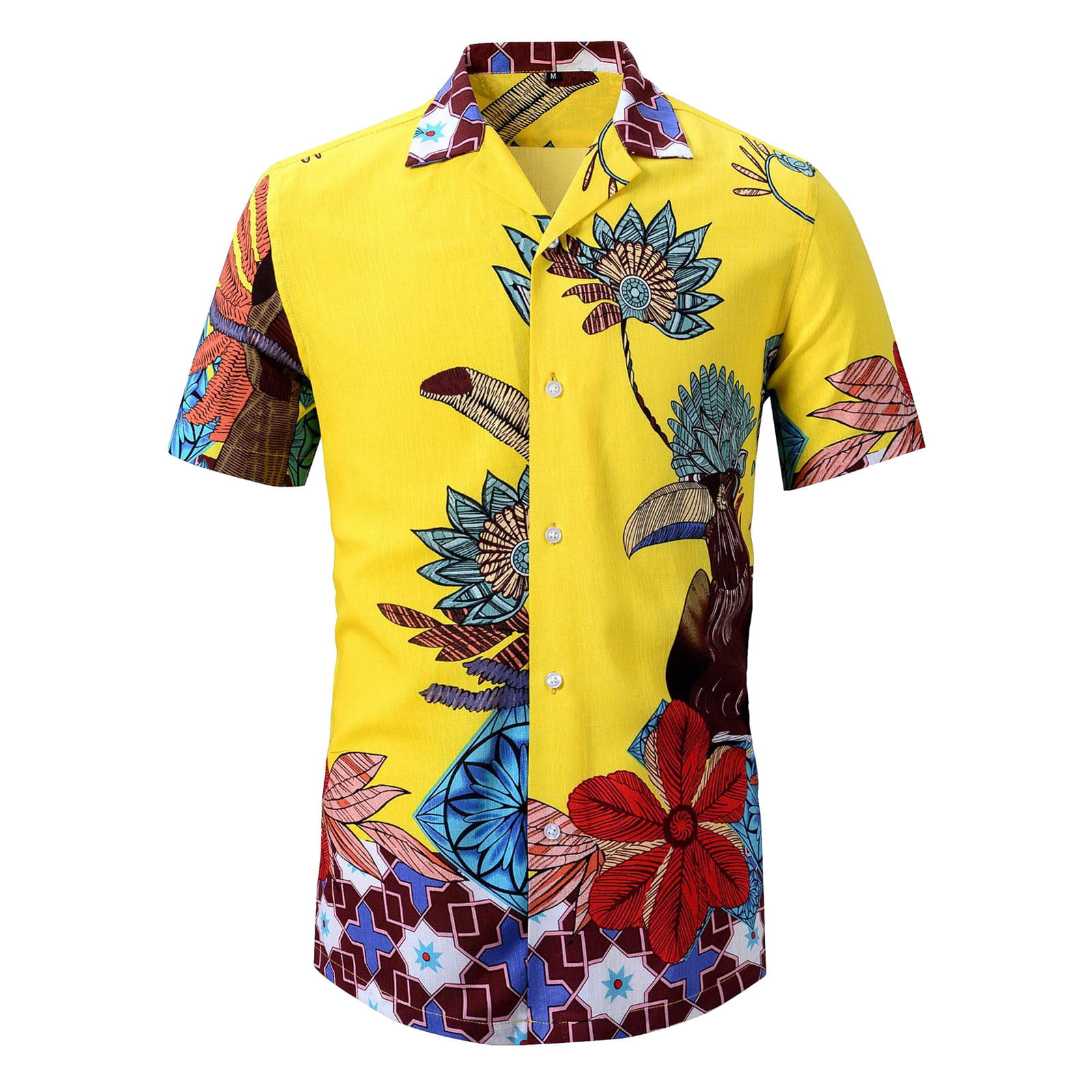 GWAABD T-Shirt Button Men S Floral Shirts Button Down Tropical Holiday Beach Shirts Summer Outfits