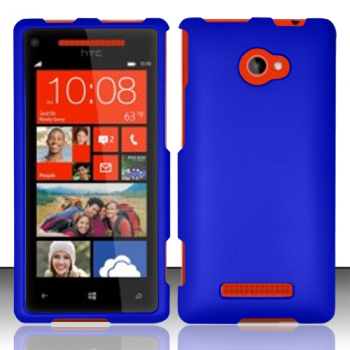 For Htc Windows Phone 8x 6990 Zenith Att T-mobile Verizon Rubberized Cover - Blue