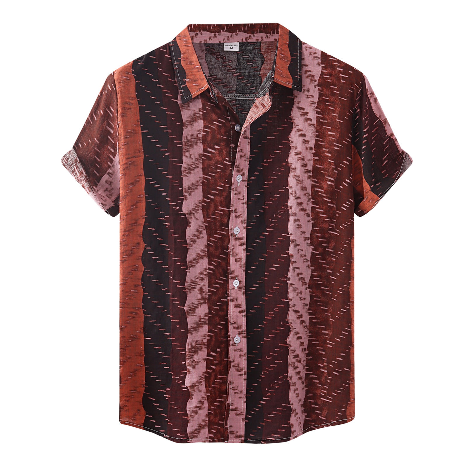 GWAABD Men S Casual Henley Shirt Casual Shirt Shirt Print Men S Single Sleeve Collar Stripe Short Turn-Down Men Shirts
