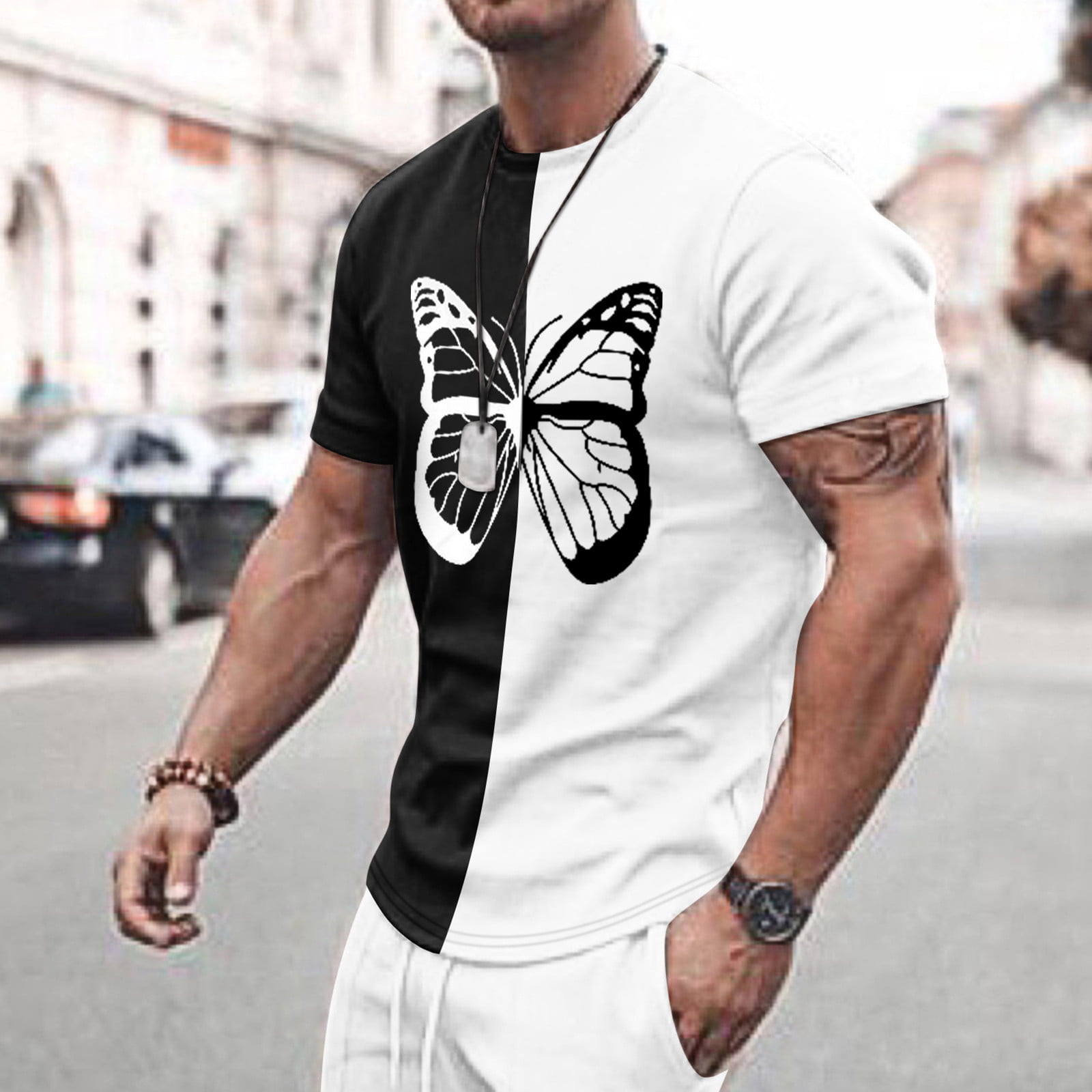 Kpoplk Mens Graphic T-Shirts Tshirts Shirts for Men Short Sleeve Lightweight Crewneck T Shirts Summer 3D Pullover Tee Shirts(White L)
