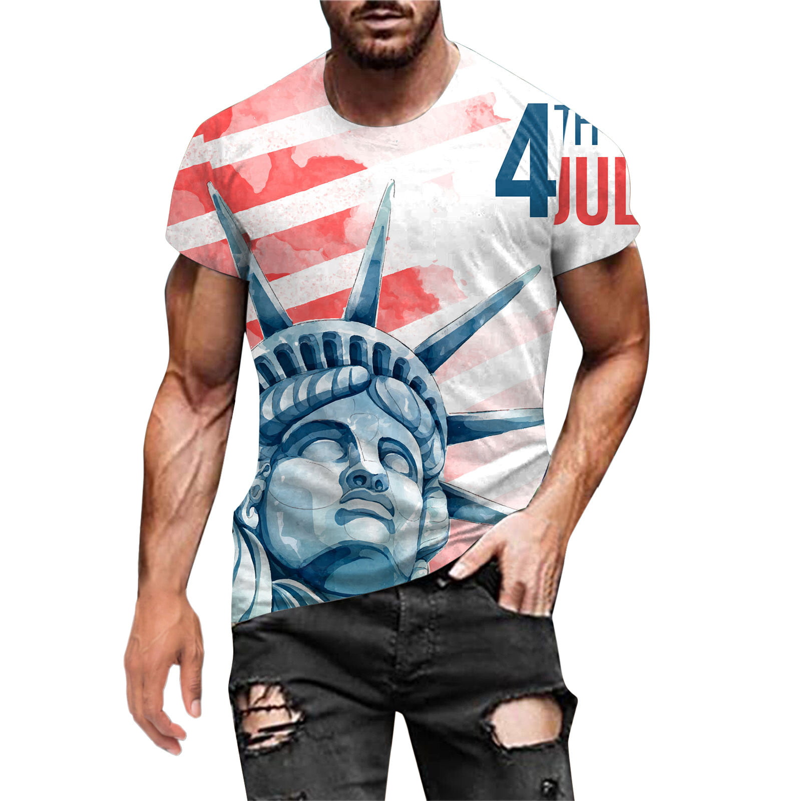 Sngxgn Tshirts Shirts for Men Graphic Unisex-adult Fine Jersey Crewneck Short Sleeve T-Shirt White L