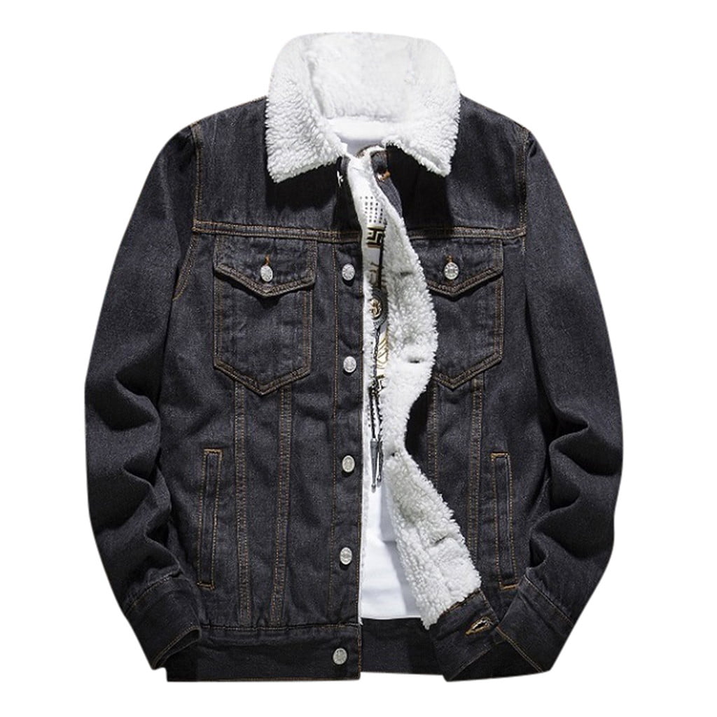 GWAABD Business Casual Jackets Men S Autumn Winter Wool Casual Vintage Wash Distressed Denim Jacket Coat