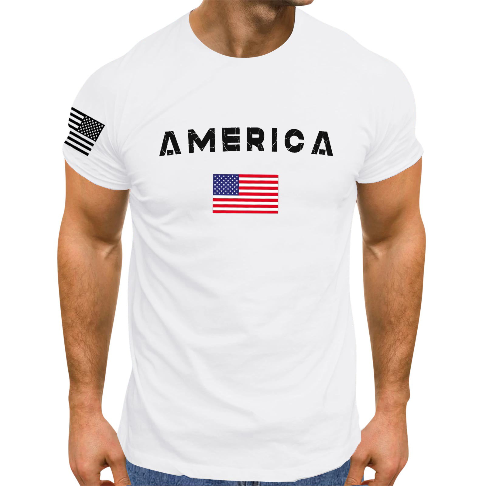 Akiihool Mens Graphic Tees Men S Regular Fit Short-Sleeve Crewneck Pocket T-Shirt (White L)