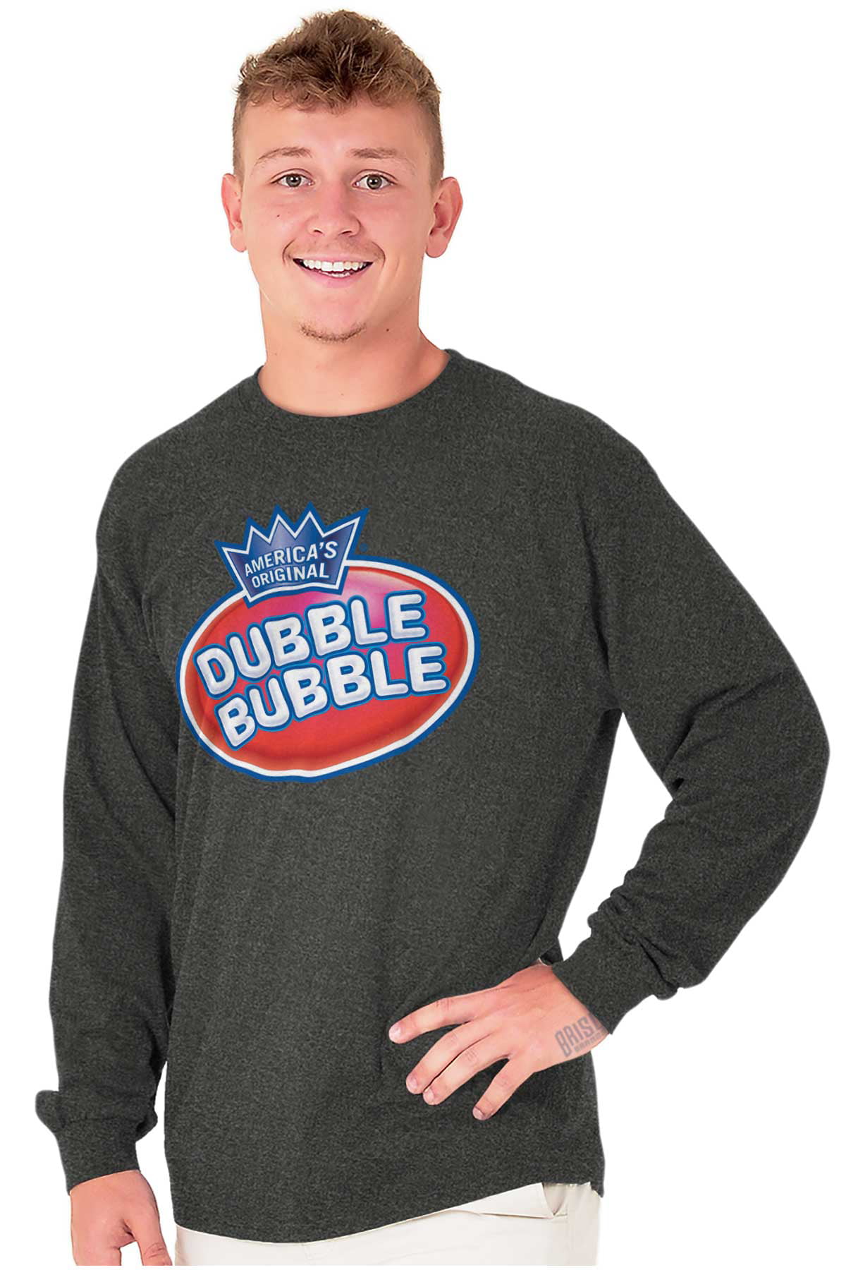 Original Dubble Bubble Double Logo Gum Long Sleeve TShirt Men Women Brisco Brands 4X