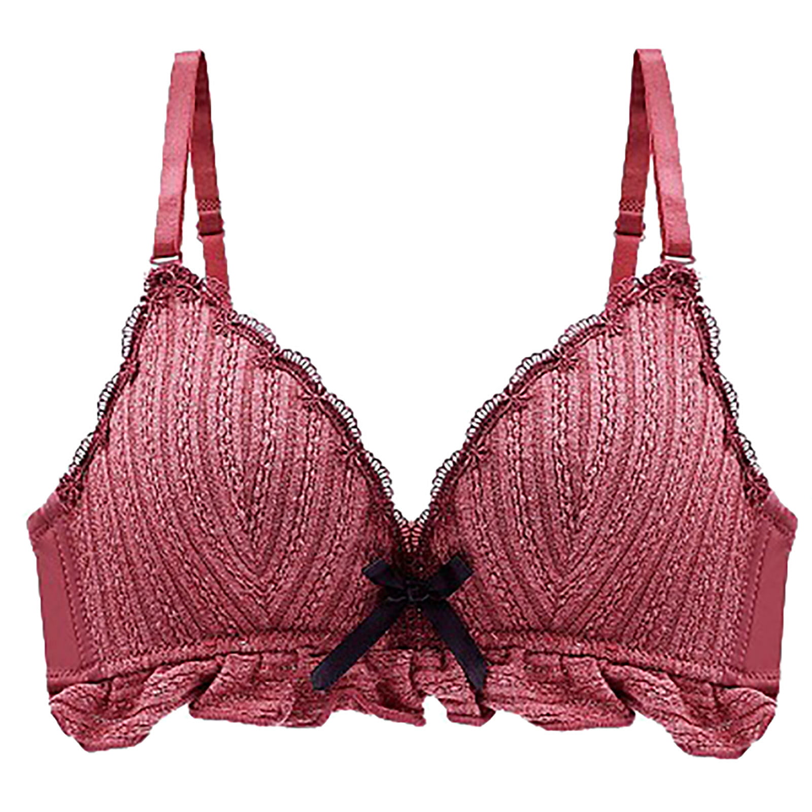 Bigersell T-Shirt Bra Women Cup No Underwire Bra Lace Lingerie Bra Women Size Wireless Bralette  Style 2289  Wine 36B