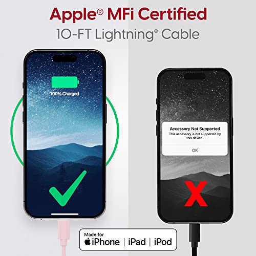 TALK WORKS Fast-Charge Lightning Cable - MFi-Certified for Apple iPhone 13, 12, 11 Pro/Max/Mini, XR, XS/Max, X, 8, 7, 6, 5, SE, iPad, AirPods, Watch - thumbnail