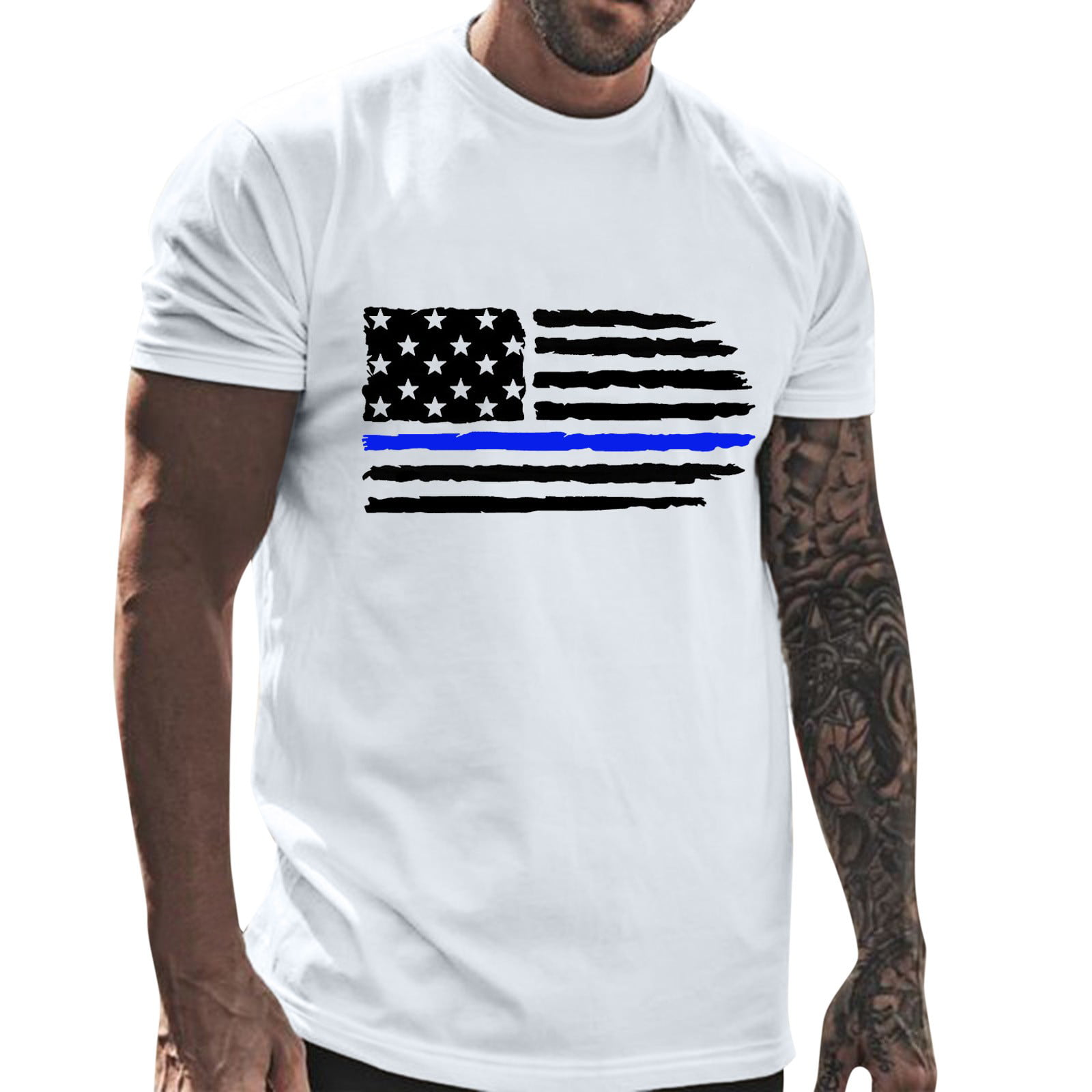 Vedolay America Flag Men S Muscle T Shirts Mens Patriotic T Shirt Short Sleeve 4Th of July Graphic Tshirts Top Funny T Shirts for Men(White L)