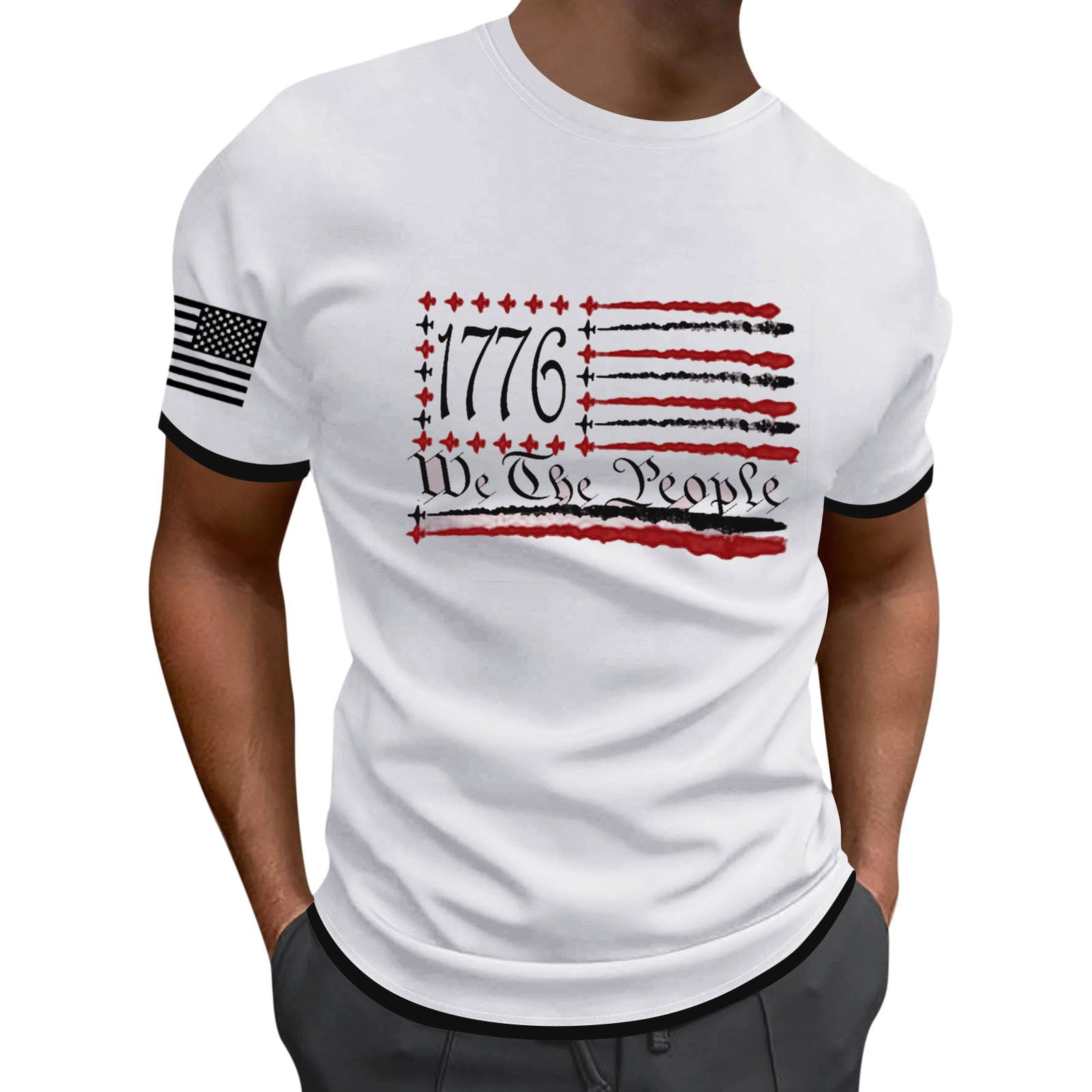 Kpoplk Mens T Shirt Lightweight Short Sleeve Tshirt Men Casual Tshirt Graphic Tees Streetwear Fashion Tops Teens Funny T Shirts for Men(L White)