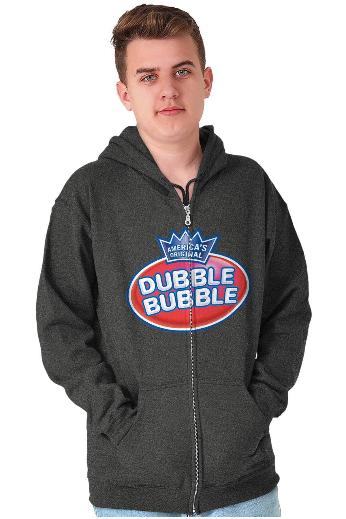 Original Dubble Bubble Double Logo Gum Zip up Hoodie Men S Women S Brisco Brands 2X