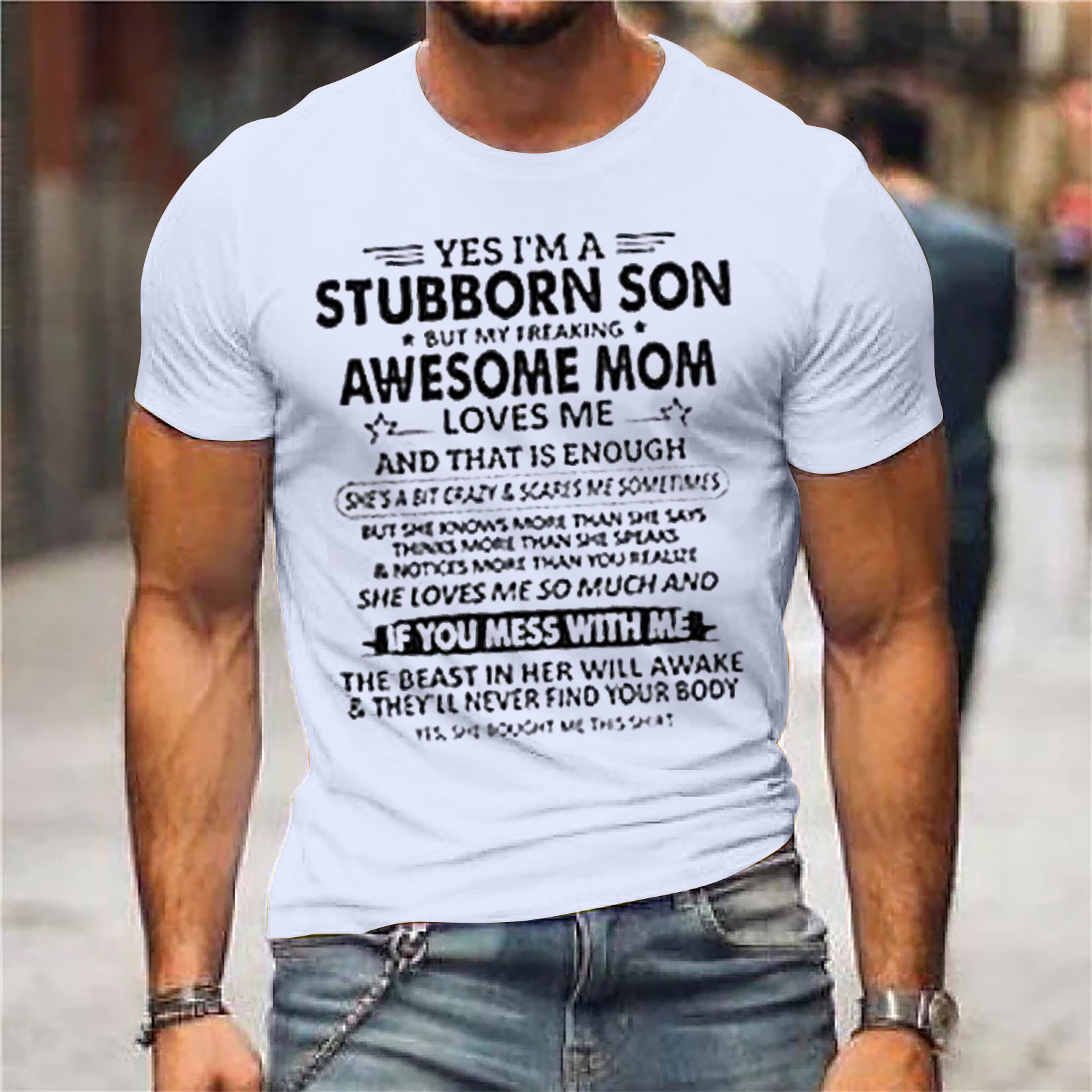 Yubatuo Mens Shirts Men S T-shirt Graphic Text 3D Printing Street Casual Short Sleeve Button Down Printed Clothing Basic Men S T-Shirts(White L)