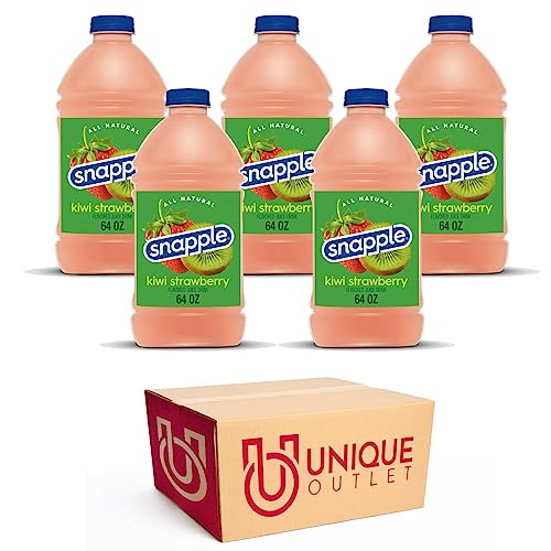 Snapple 5 Pack Kiwi Strawberry Juice Drink All Natural 64 Fl Oz Plastic Bottles Gluten Free 100% Recycled 5-64 Fl Oz Pack