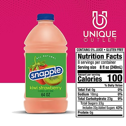 Snapple 5 Pack Kiwi Strawberry Juice Drink All Natural 64 Fl Oz Plastic Bottles Gluten Free 100% Recycled 5-64 Fl Oz Pack thumbnail